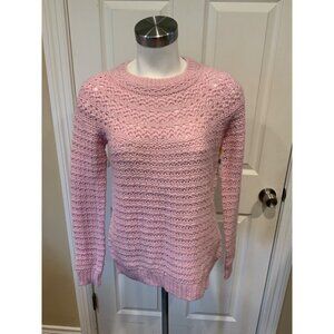 Lauren Ralph Lauren Pastel Pink Basket Weave Knit Crew Neck Sweater, Size M